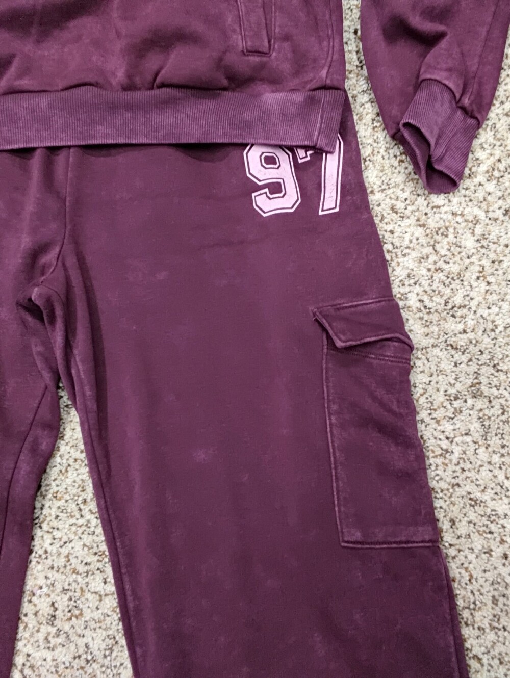 4055 Size Large No Boundries 2 Piece Wine Color Fleece Set. - Picture 2 of 7